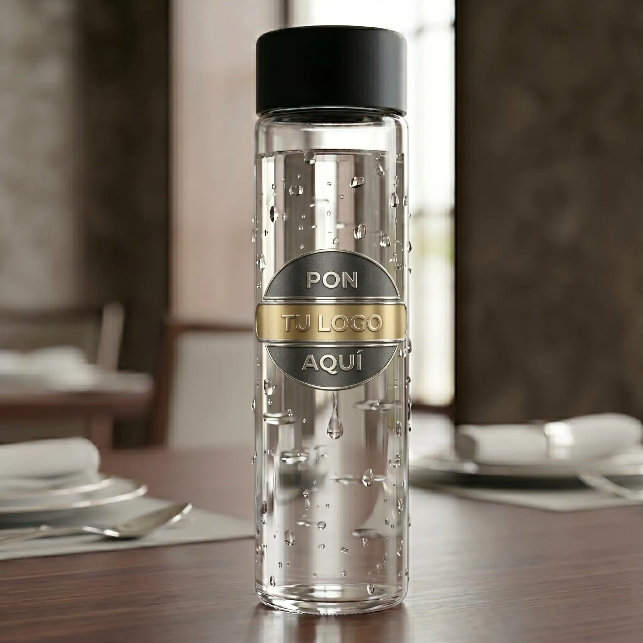 Botella serigrafiada con logo para restaurante en Tenerife